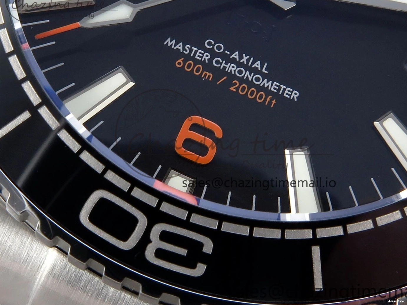 0509 WrinkleFree Seamaster Planet Ocean 600M 43.5mm SS SCF 1:1 Best Edition Black Orange Bezel Black Dial on SS Bracelet A8900 Super Clone 7682